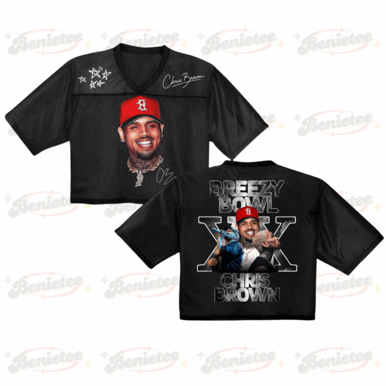Chris Brown World Tour Croptop Mesh Football, Concert 2025 Breezy Bowl XX Croptop Mesh Football