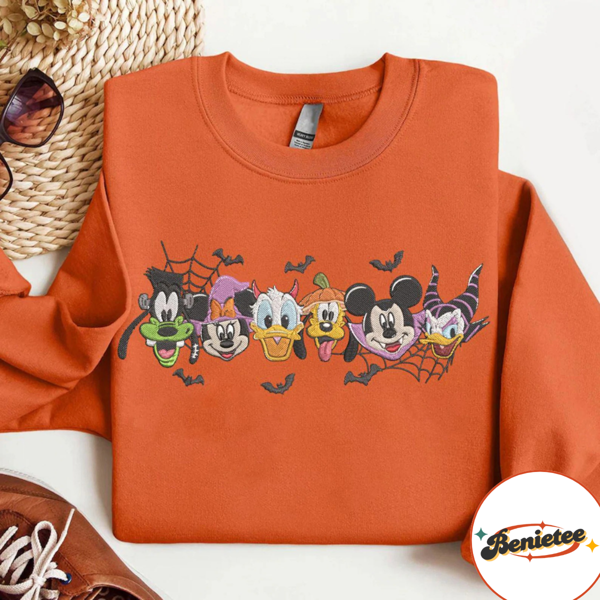 Embroidered Mickey & Friends Halloween Sweatshirt, Disneyland Disneyworld Halloween Embroidery Shirt - Image 2