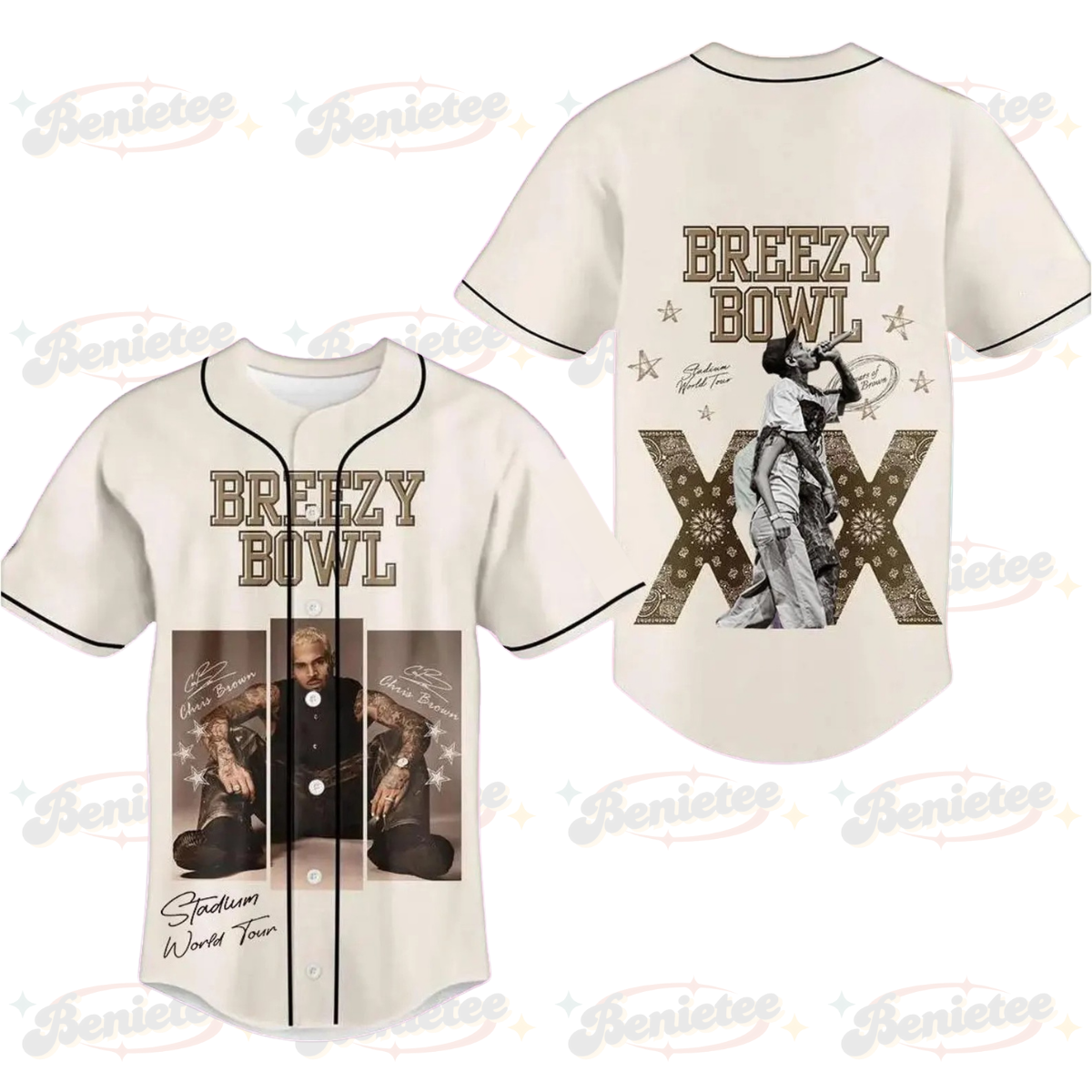 Chris Brown Tour Baseball Jersey, Breezy Bowl XX Tour 2025 Baseball Jersey