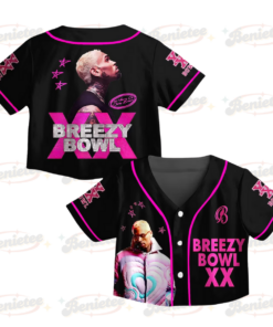 Chris Brown CropTop Baseball Jersey, Breezy Bowl XX Music Tour 2025 CropTop Baseball Jersey