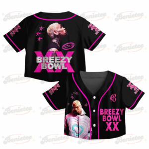 Chris Brown CropTop Baseball Jersey, Breezy Bowl XX Music Tour 2025 CropTop Baseball Jersey