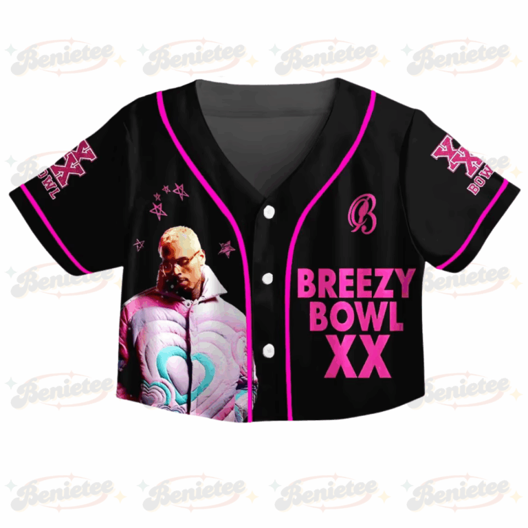 Alternative view of Chris Brown CropTop Baseball Jersey, Breezy Bowl XX Music Tour 2025 CropTop Baseball Jersey