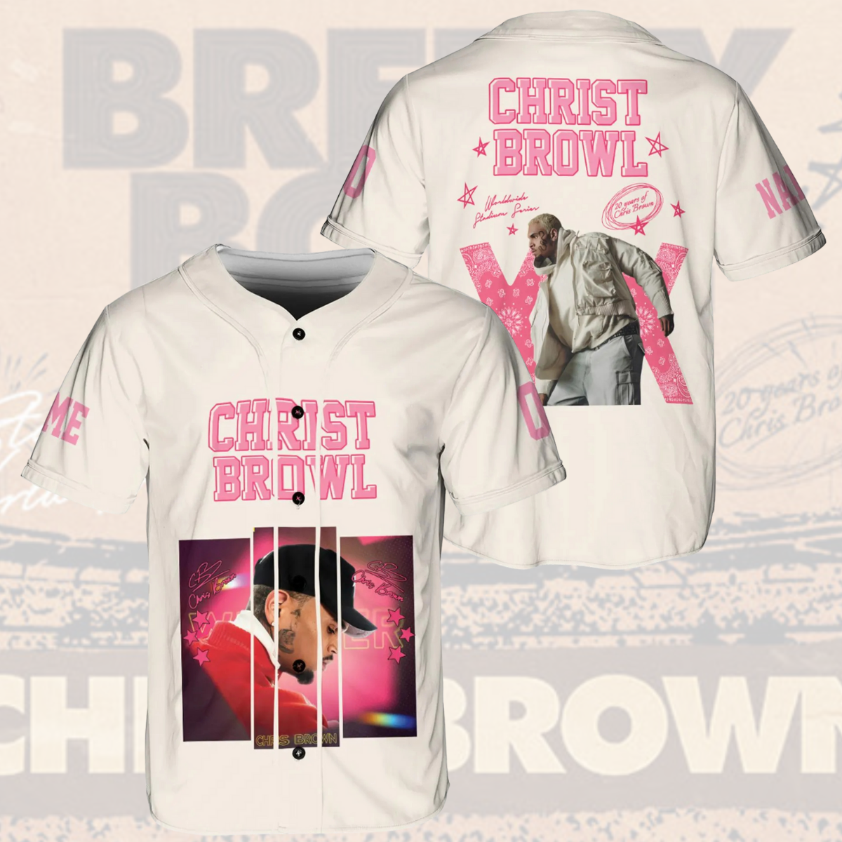 Personalized Chris Brown Tour Jersey, Breezy Bowl XX 2025 Baseball Shirt - Image 4