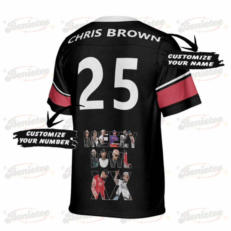 Alternative view of Custom Chris Brown Breezy Bowl XX Tour 2025 Football Jersey, Breezy Bowl XX Tour 2025 Football Jersey