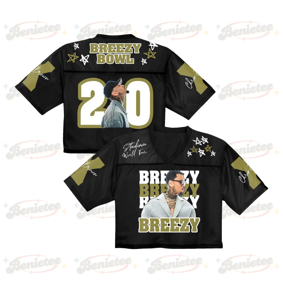 Personalized Chris Brown Croptop Mesh Football, Breezy Bowl XX Tour 2025 Croptop Mesh Football