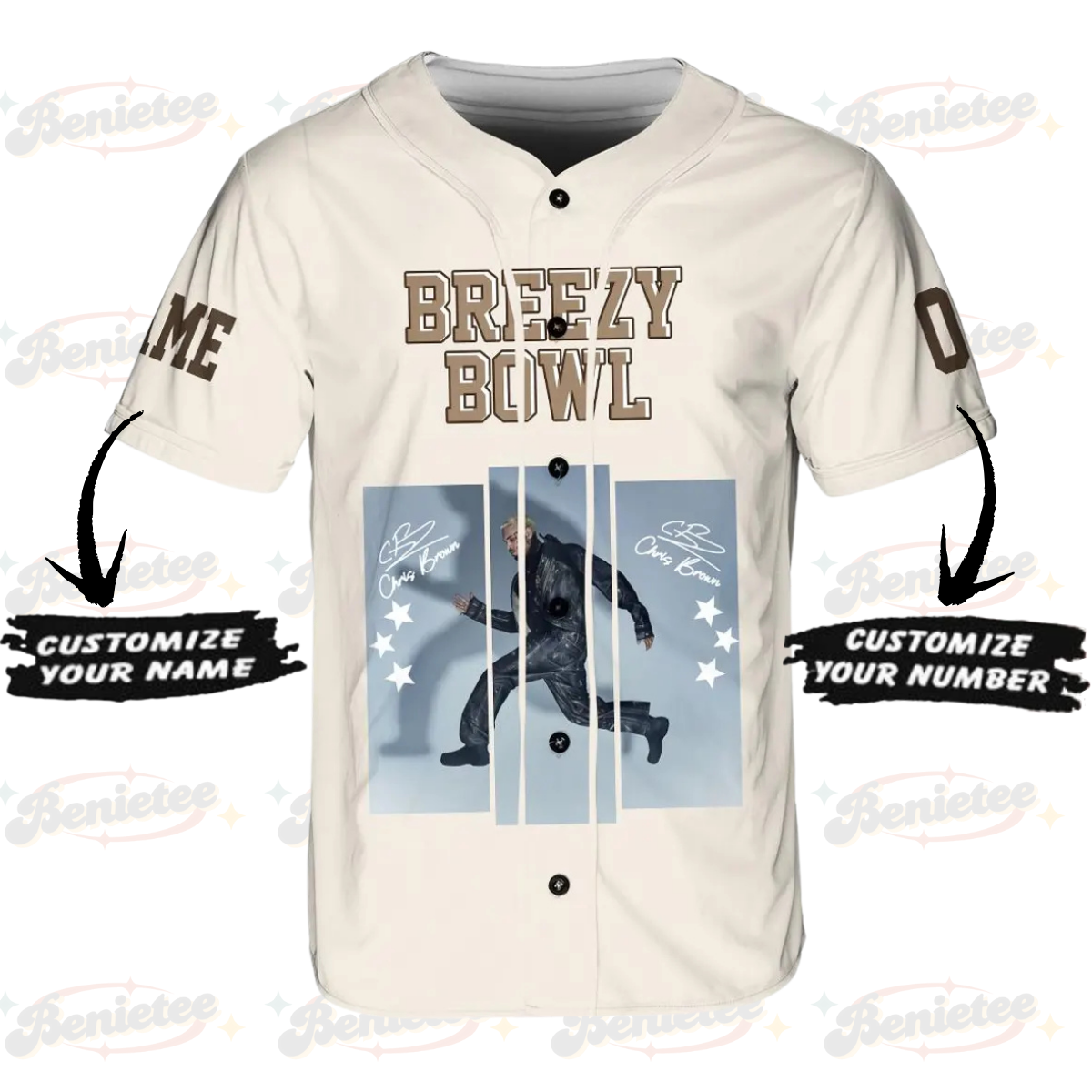 Custom Chris Brown Tour Baseball Jersey, Breezy Bowl XX Tour 2025 Baseball Jersey - Image 2