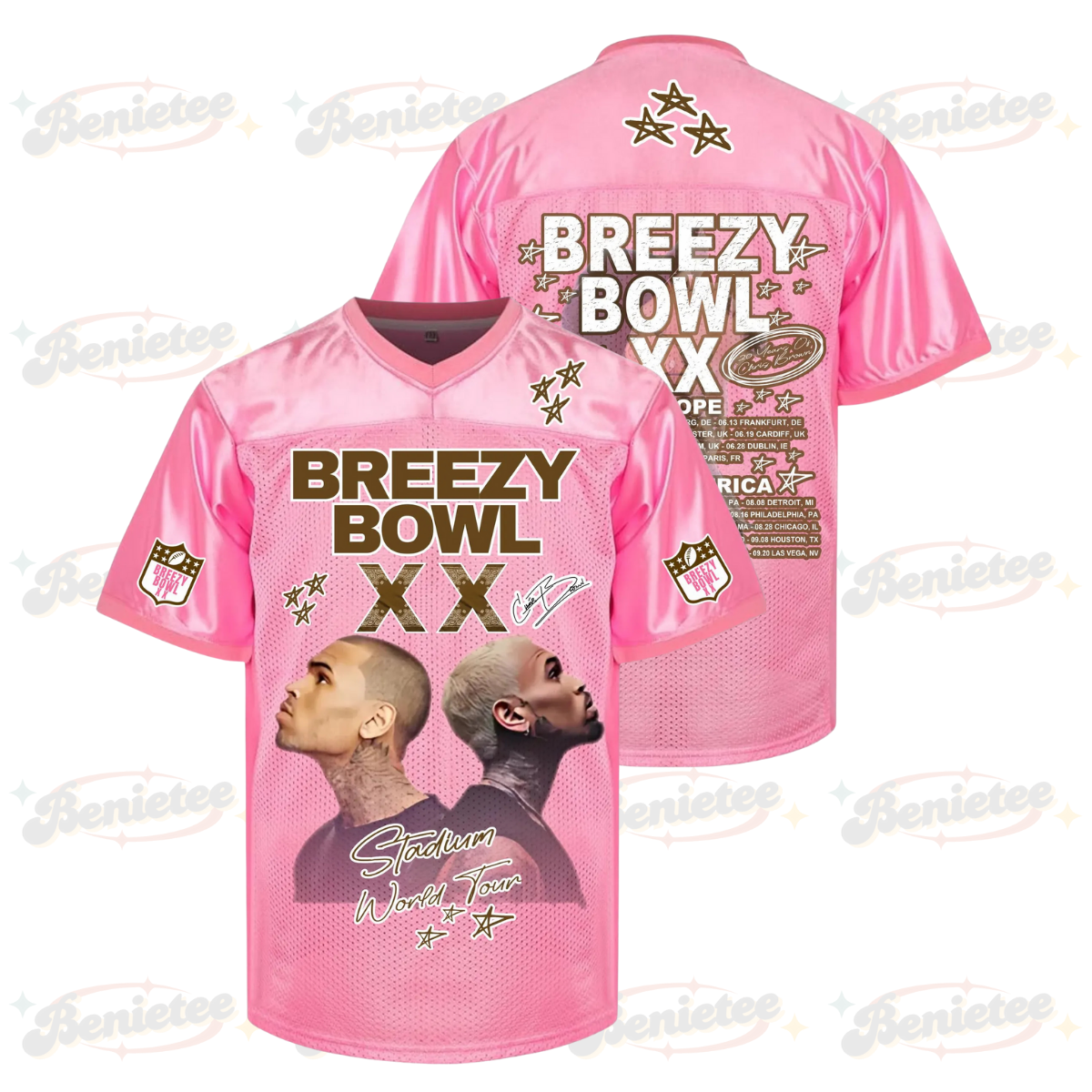 Chris Brown Breezy Bowl XX Football Jersey, Breezy Bowl XX Tour 2025 Football Jersey