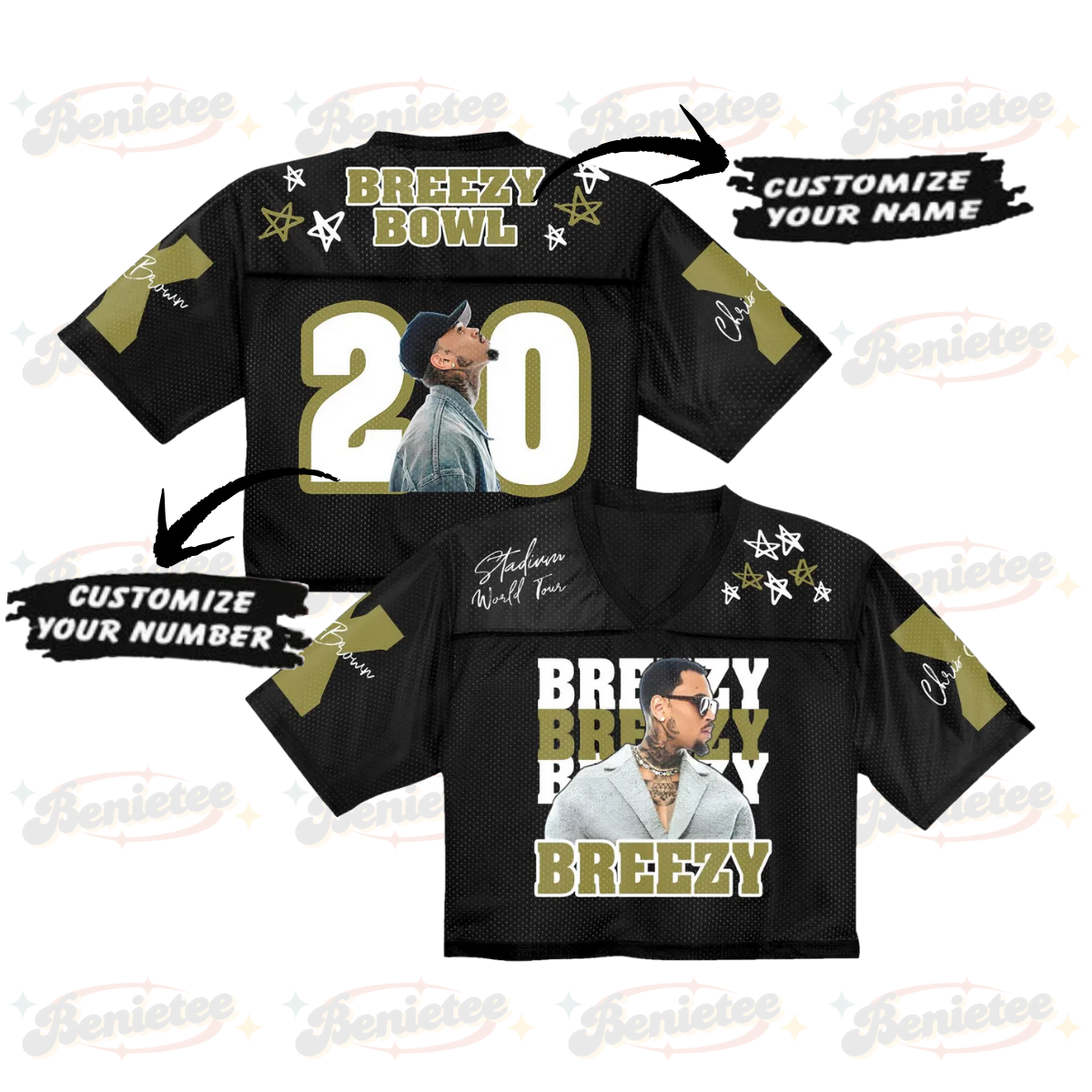 Personalized Chris Brown Croptop Mesh Football, Breezy Bowl XX Tour 2025 Croptop Mesh Football - Image 2