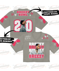 Alternative view of Personalized Chris Brown Croptop Mesh Football, R&B Concert Merch Brown Breezy Bowl XX Tour 2025 Croptop Mesh Football