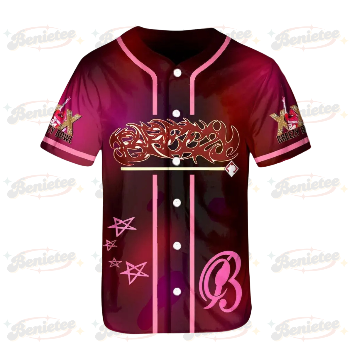 Chris Brown Tour Baseball Jersey, Breezy Bowl XX Music Tour 2025 Baseball Jersey - Image 2