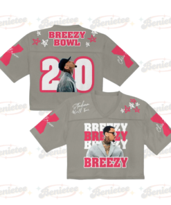 Personalized Chris Brown Croptop Mesh Football, R&B Concert Merch Brown Breezy Bowl XX Tour 2025 Croptop Mesh Football