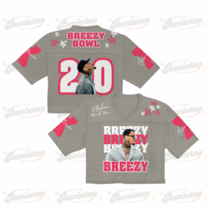 Personalized Chris Brown Croptop Mesh Football, R&B Concert Merch Brown Breezy Bowl XX Tour 2025 Croptop Mesh Football