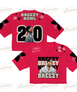 Personalized Chris Brown Croptop Mesh Football, R&B Concert Merch Brown Breezy Bowl XX Tour 2025 Croptop Mesh Football