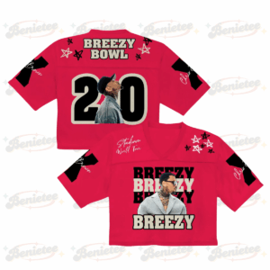 Personalized Chris Brown Croptop Mesh Football, R&B Concert Merch Brown Breezy Bowl XX Tour 2025 Croptop Mesh Football