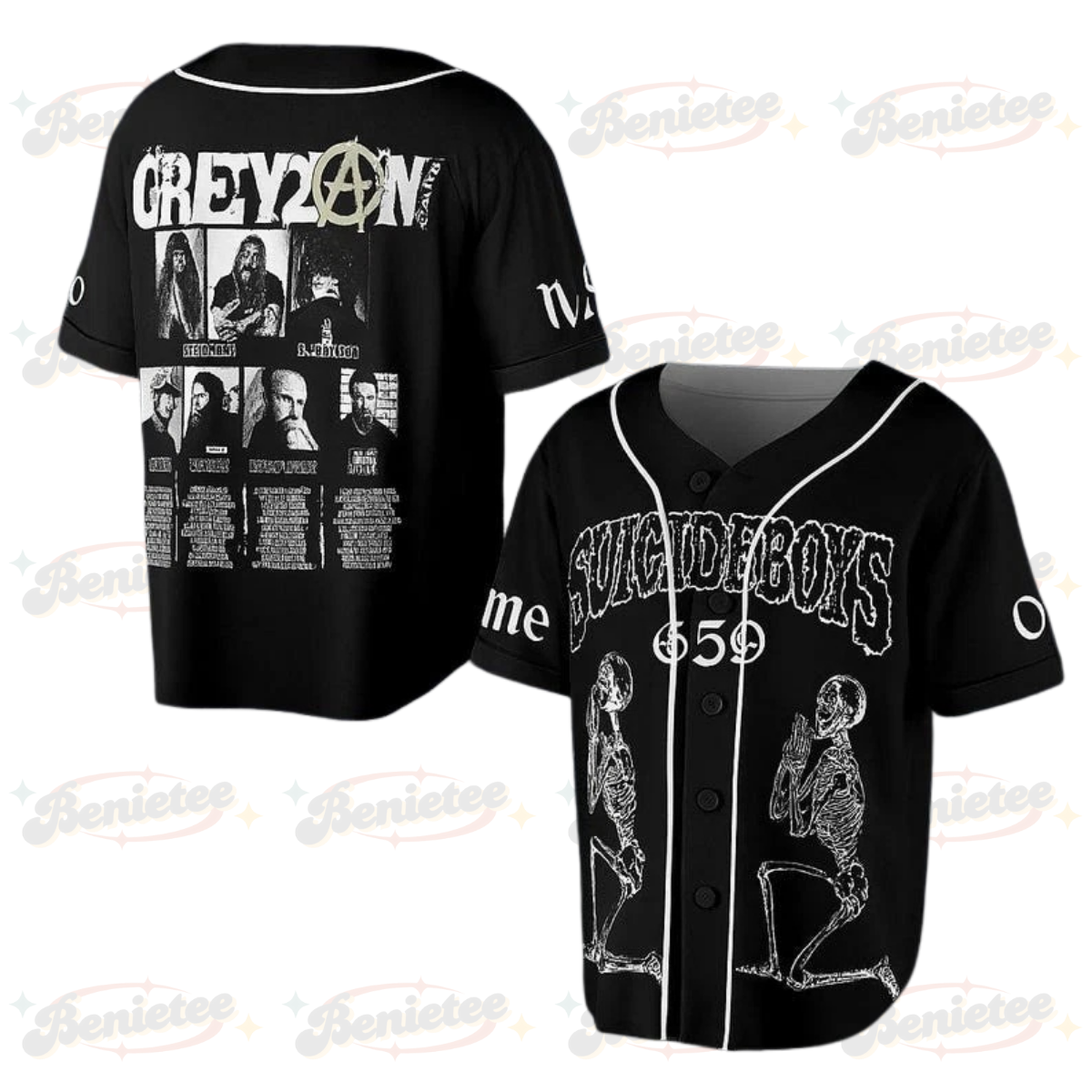 Custom Suicideboys “Grey Day” Tour Baseball Jersey, Horrorcore G59 Skeleton Baseball Jersey