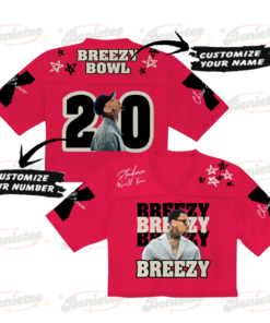 Alternative view of Personalized Chris Brown Croptop Mesh Football, R&B Concert Merch Brown Breezy Bowl XX Tour 2025 Croptop Mesh Football