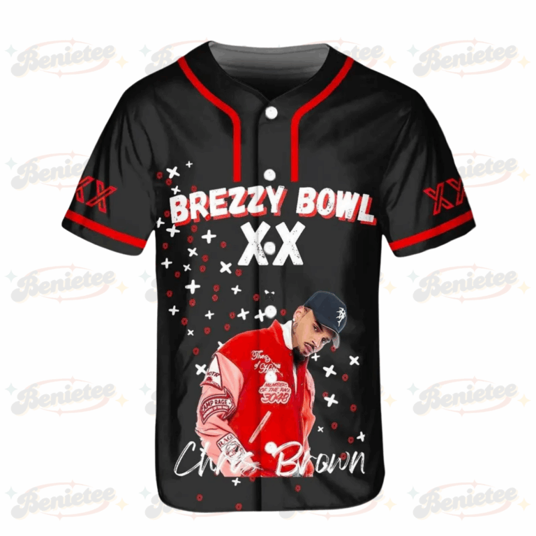 Alternative view of Chris Brown Breezy Bowl XX Baseball Jersey, Breezy Bowl XX Music Tour 2025 Baseball Jersey