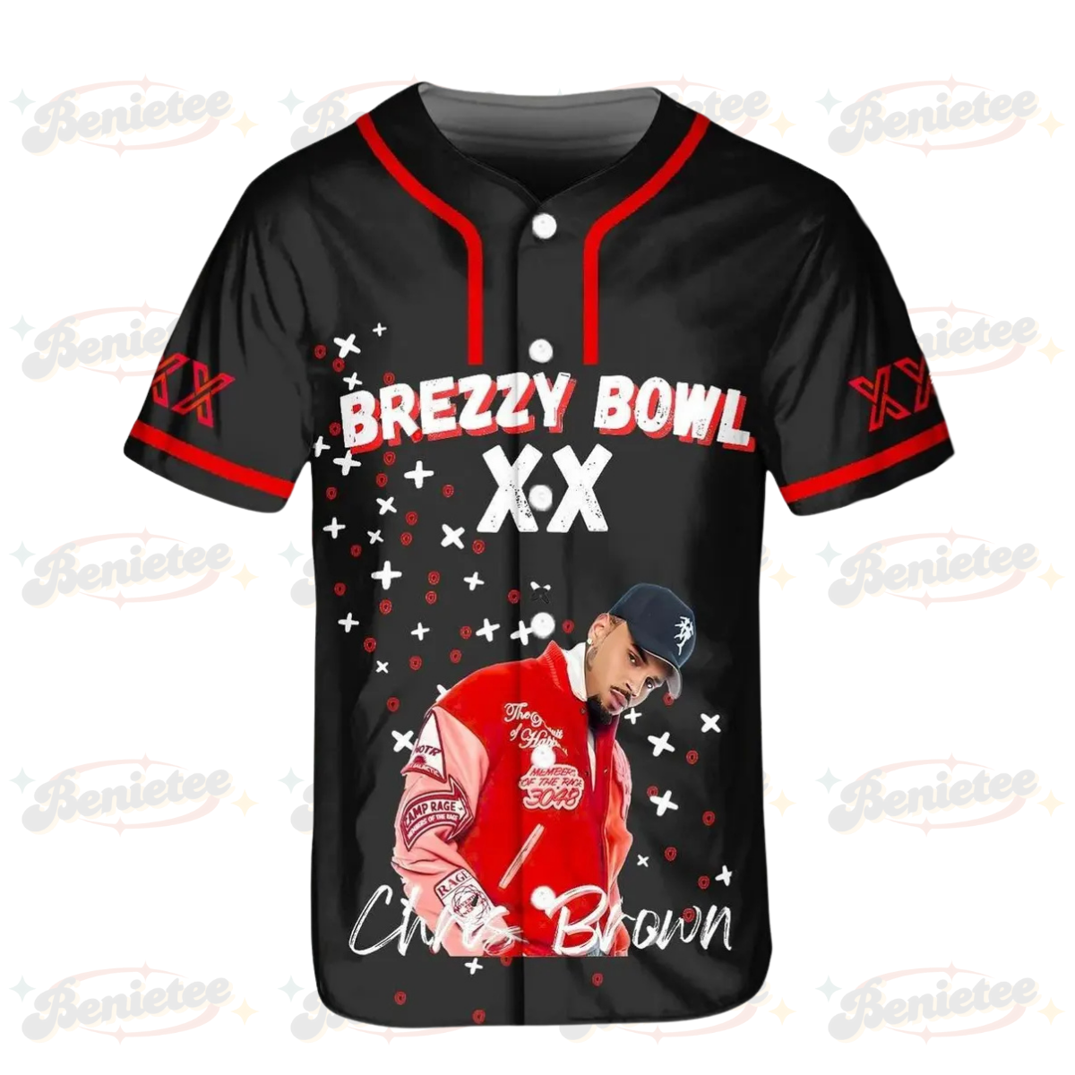 Chris Brown Breezy Bowl XX Baseball Jersey, Breezy Bowl XX Music Tour 2025 Baseball Jersey - Image 2