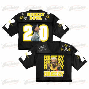 Custom Chris Brown Croptop Mesh Football, Breezy Bowl XX Music Tour 2025 Croptop Mesh Football