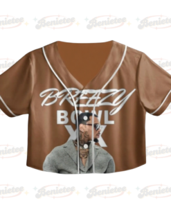 Alternative view of Chris Brown Croptop Baseball Jersey,  Chris Brown Tour 2025 Croptop Baseball Jersey