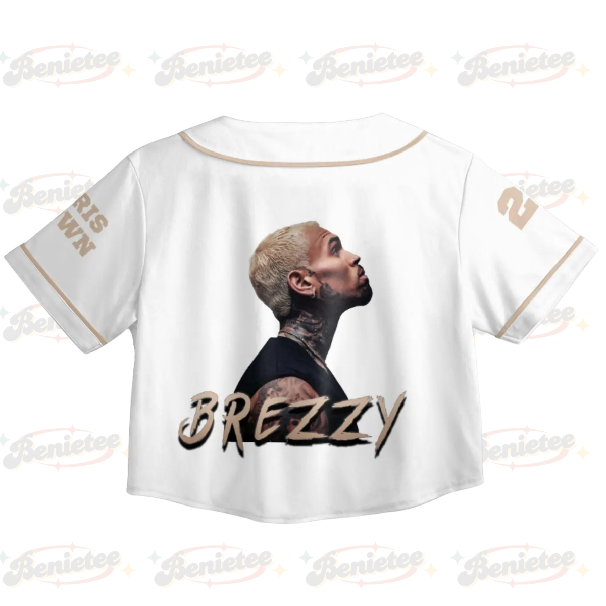 Custom Chris Brown CropTop Baseball Jersey, Breezy Bowl XX Music Tour 2025 CropTop Baseball Jersey - Image 4