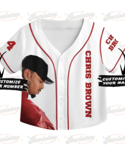 Alternative view of Personalized Chris Brown Breezy Bowl XX Croptop Baseball Jersey, Chris Brown 2025 Tour Croptop Baseball Jersey