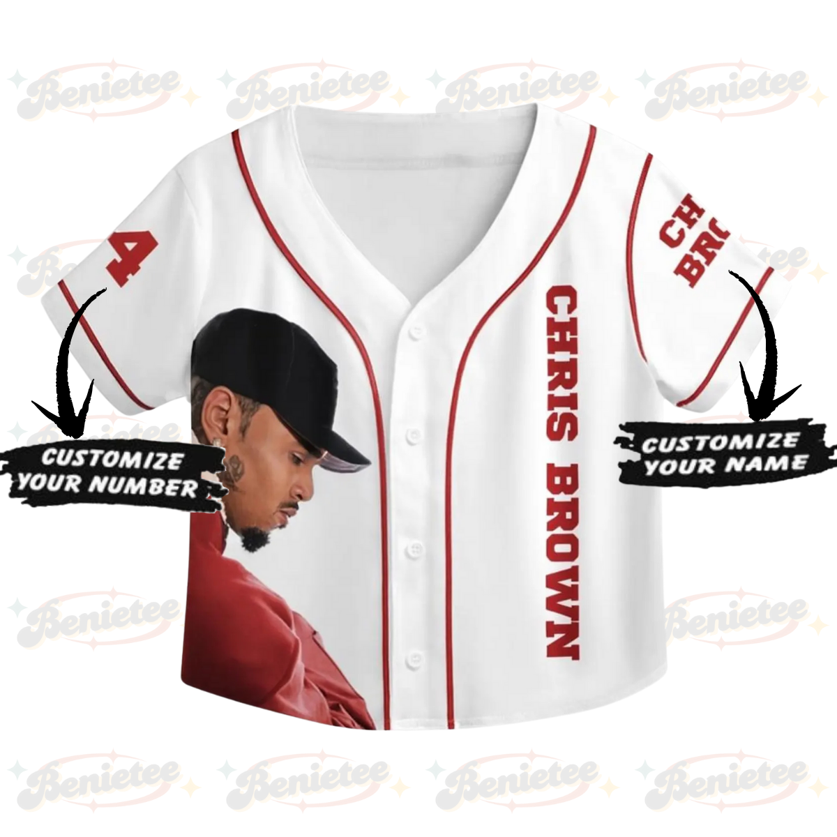 Personalized Chris Brown Breezy Bowl XX Croptop Baseball Jersey, Chris Brown 2025 Tour Croptop Baseball Jersey - Image 2