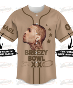Alternative view of Personalized Breezy Bowl XX Tour 2025 Baseball Jersey, Chris Brown Breezy Bowl XX Baseball Jersey