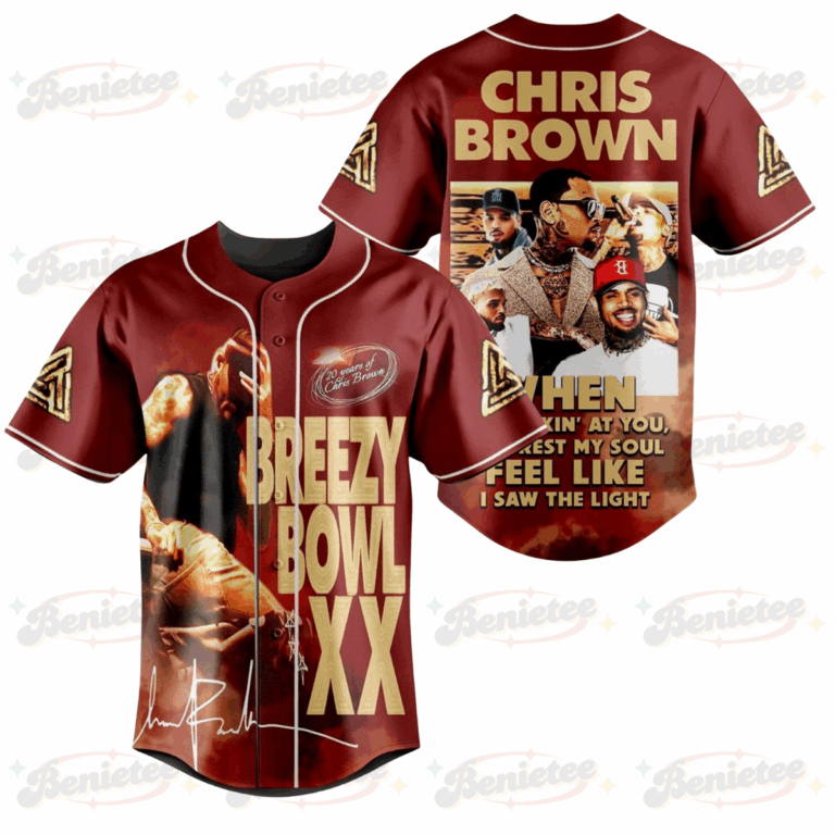 Breezy Bowl XX Tour 2025 Baseball Jersey, Chris Brown Jersey, Music Fan Gift Hip Hop Top 2025