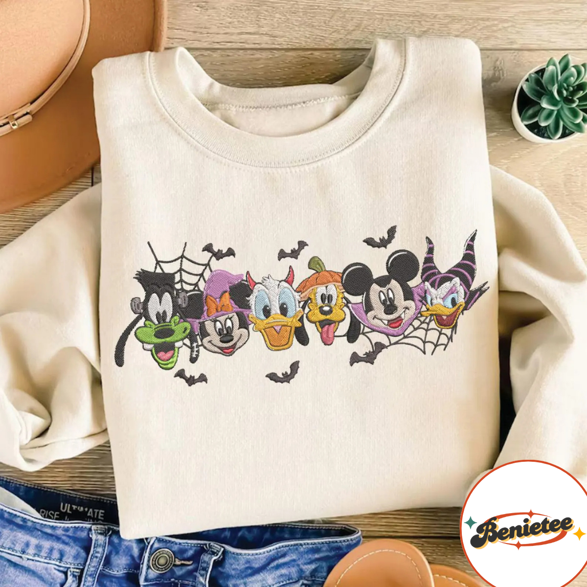 Embroidered Mickey & Friends Halloween Sweatshirt, Disneyland Disneyworld Halloween Embroidery Shirt