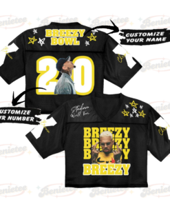 Alternative view of Custom Chris Brown Croptop Mesh Football, Breezy Bowl XX Music Tour 2025 Croptop Mesh Football