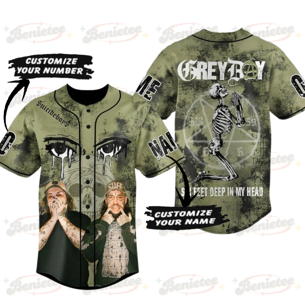 New Unisex Suicideboy Grey Day Tour Concert 2025 Baseball Jersey - Image 2