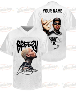 Custom Chris Brown Tour Football Jersey, Breezy Bowl XX Music Tour 2025 Football Jersey