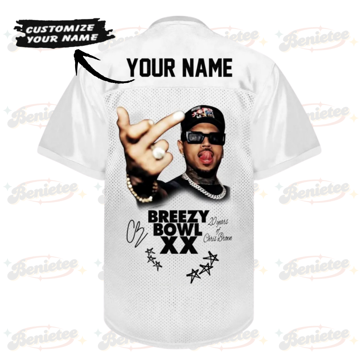 Custom Chris Brown Tour Football Jersey, Breezy Bowl XX Music Tour 2025 Football Jersey - Image 2