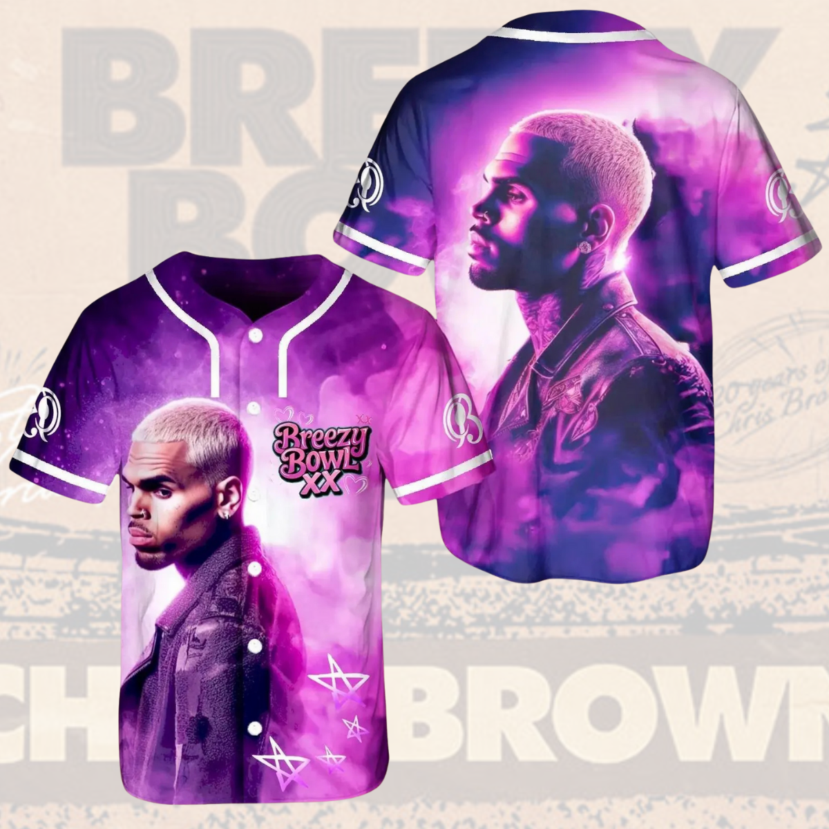 Chris Brown Breezy Bowl XX Baseball Jersey, Chris Brown Tour 2025 Baseball Jersey - Image 3