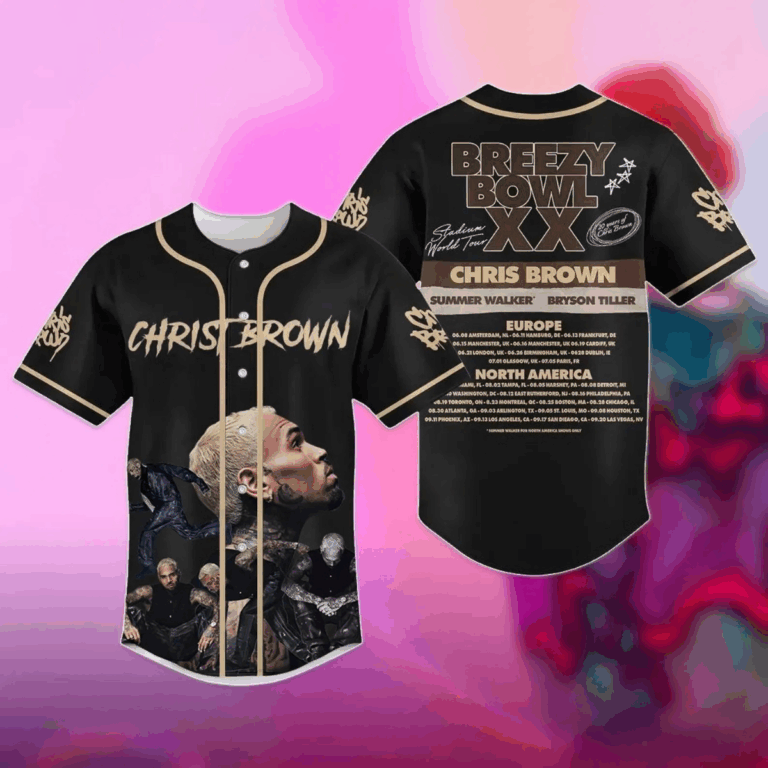 Alternative view of Chris Brown Baseball Jersey, Breezy Bowl XX Tour 2025 Baseball Jersey