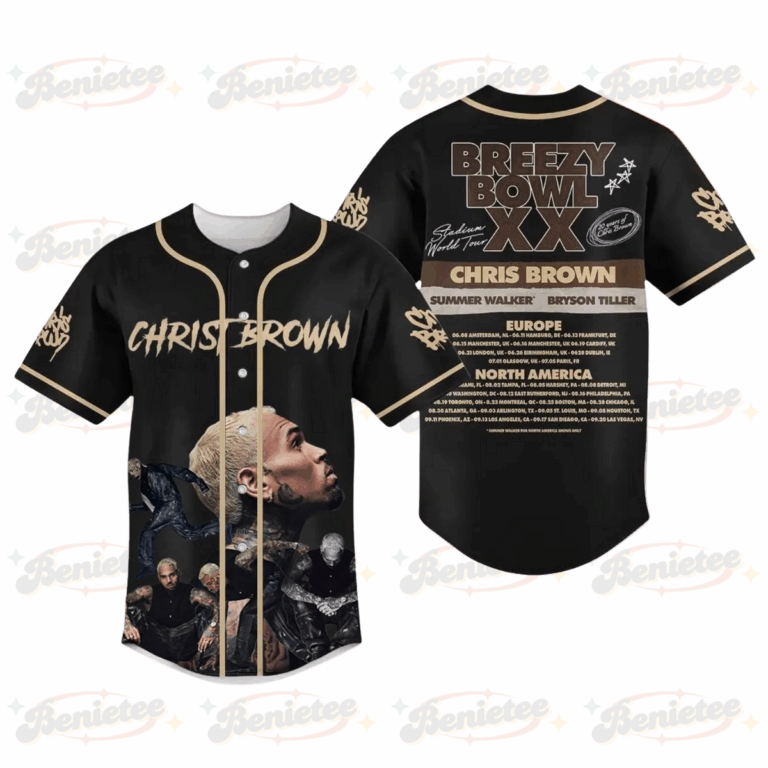 Chris Brown Baseball Jersey, Breezy Bowl XX Tour 2025 Baseball Jersey