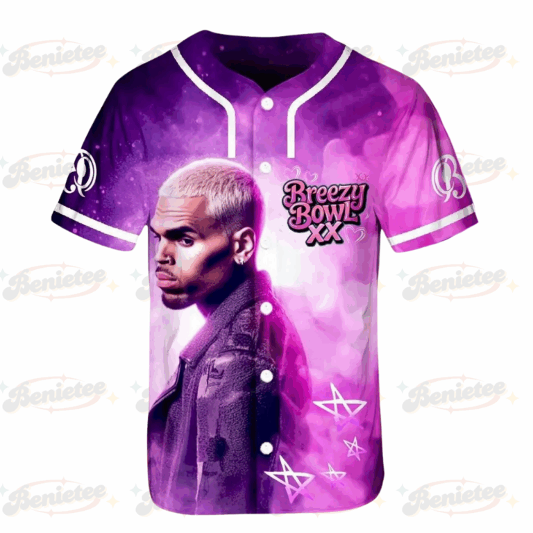 Alternative view of Chris Brown Breezy Bowl XX Baseball Jersey, Chris Brown Tour 2025 Baseball Jersey