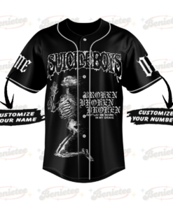 Alternative view of Personalized Suicideboys Carrollton Slap My Face Against A Pill To Crush It Up Personalized Baseball Jersey