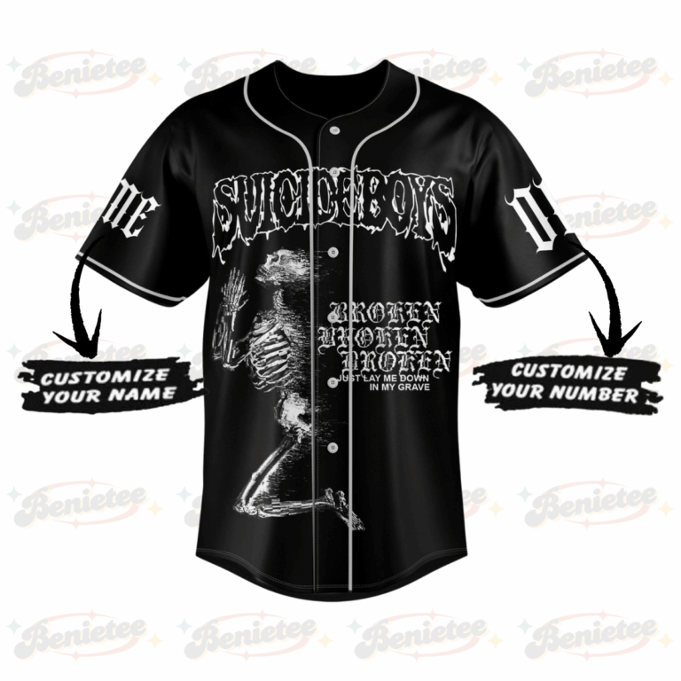 Alternative view of Personalized Suicideboys Carrollton Slap My Face Against A Pill To Crush It Up Personalized Baseball Jersey