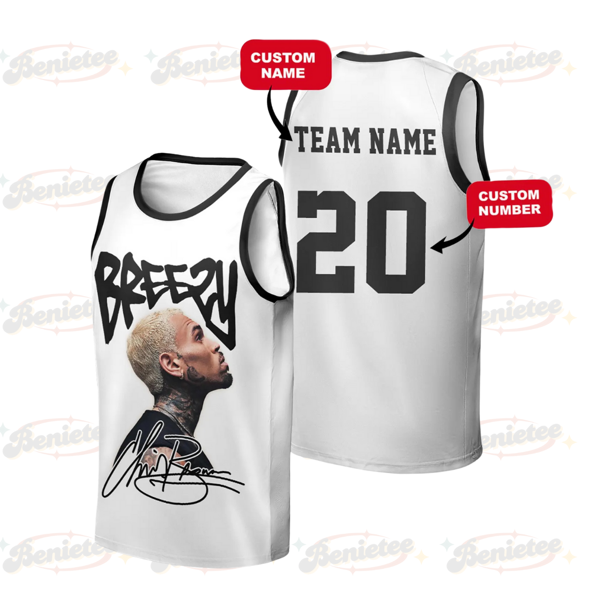 Personalized Chris Brown Breezy Bowl XX Music Tour 2025 Baseketball Jersey