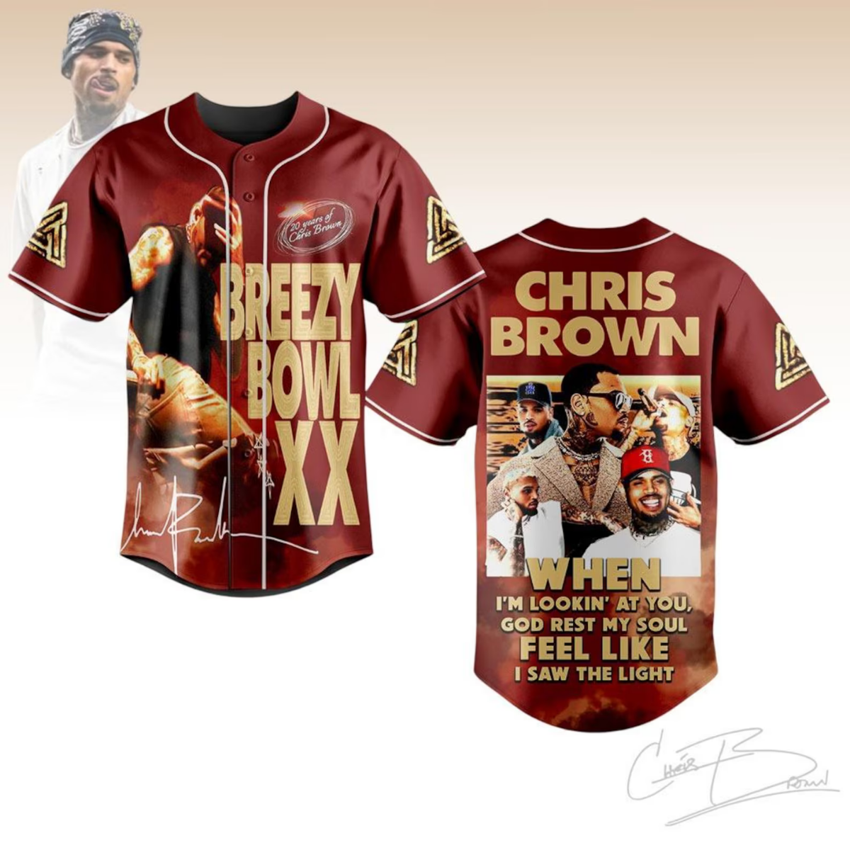 Breezy Bowl XX Tour 2025 Baseball Jersey, Chris Brown Jersey, Music Fan Gift Hip Hop Top 2025 - Image 4