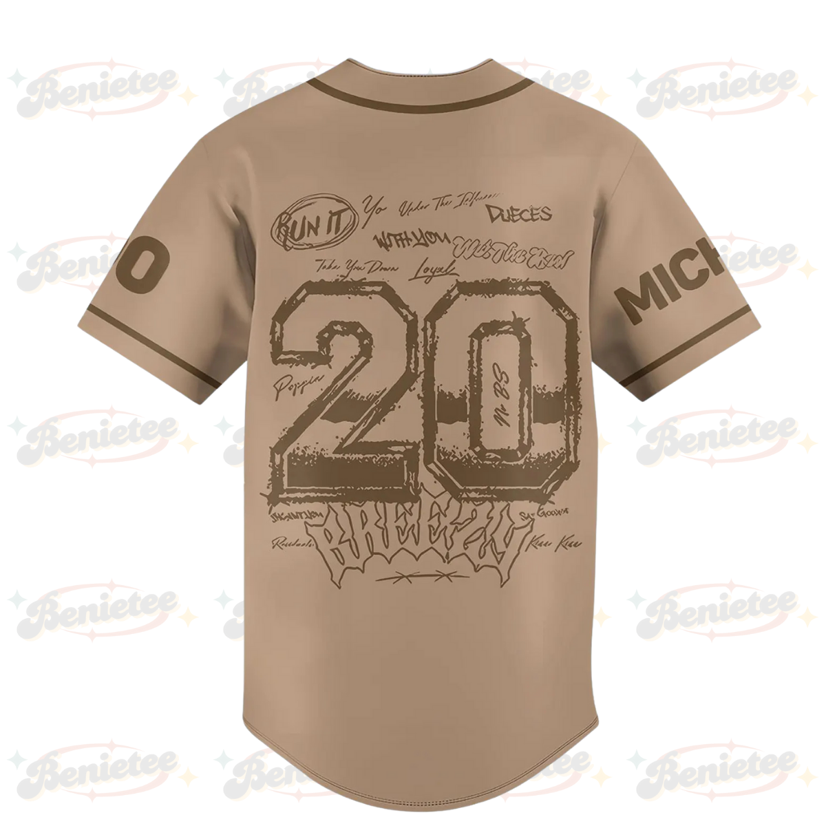 Personalized Breezy Bowl XX Tour 2025 Baseball Jersey, Chris Brown Breezy Bowl XX Baseball Jersey - Image 3