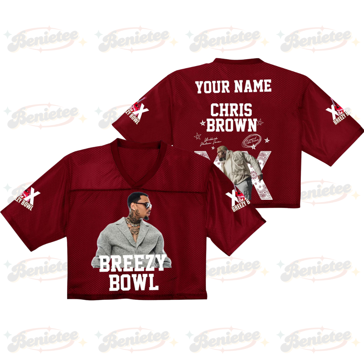 Chris Brown Croptop Mesh Football, Breezy Bowl Tour 2025 Croptop Mesh Football