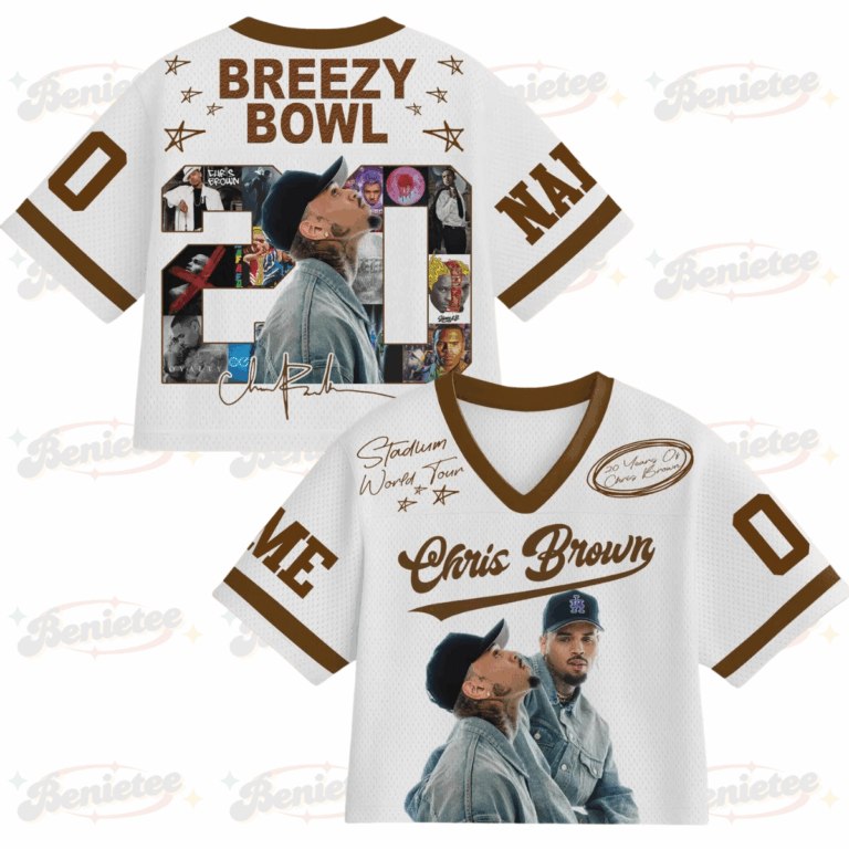 Personalized Chris Brown Tour Croptop Mesh Football, Concert 2025 Breezy Bowl XX Croptop Mesh Football