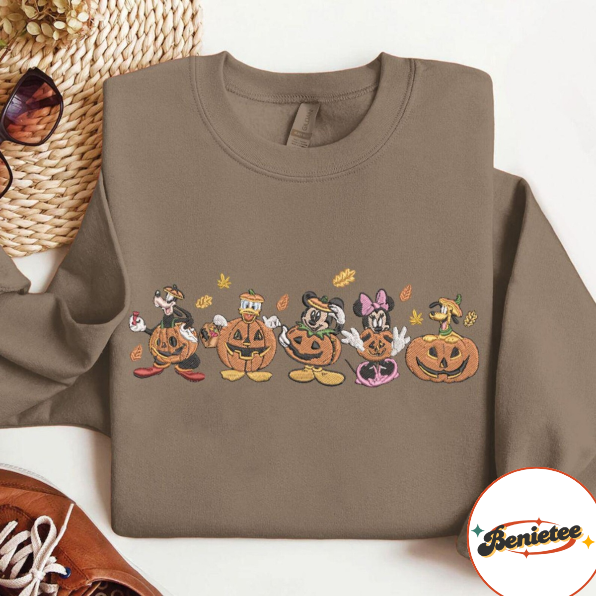 Eembroidered Mickey & Friends Fall Pumpkin Sweatshirt, Disney Fall Vibes Embroidery Shirt - Image 4