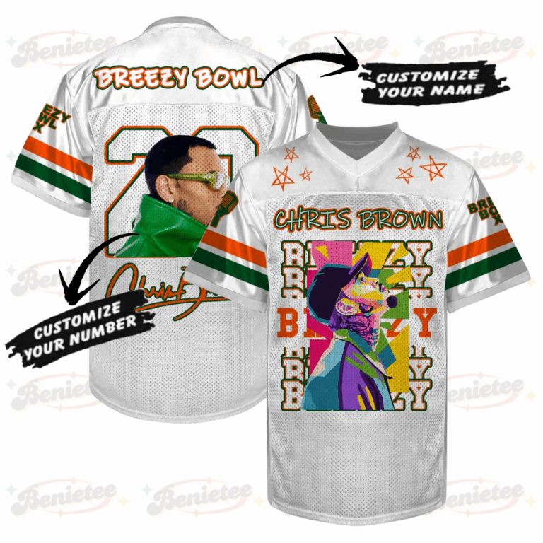 Alternative view of Personalized Chris Brown Breezy Bowl Football Jersey, Breezy Bowl XX Tour 2025 Football Jersey