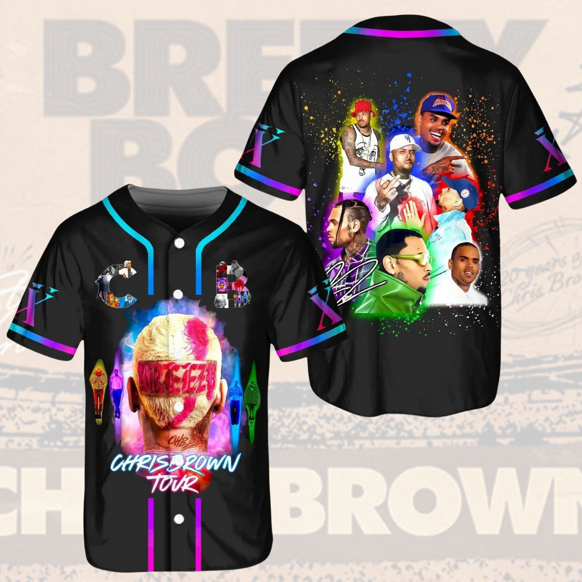 Chris Brown Breezy Bowl XX Baseball Jersey, Chris Brown Tour 2025 Baseball Jersey - Image 2