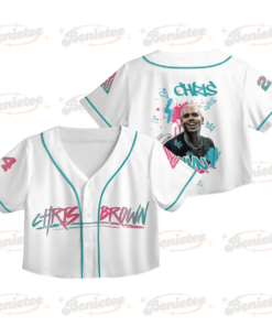 Custom Chris Brown CropTop Baseball Jersey, Breezy Bowl XX Music Tour 2025 CropTop Baseball Jersey