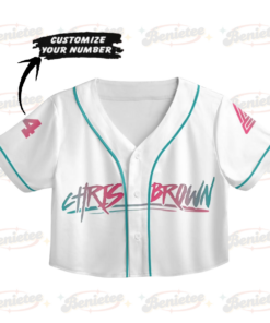 Alternative view of Custom Chris Brown CropTop Baseball Jersey, Breezy Bowl XX Music Tour 2025 CropTop Baseball Jersey